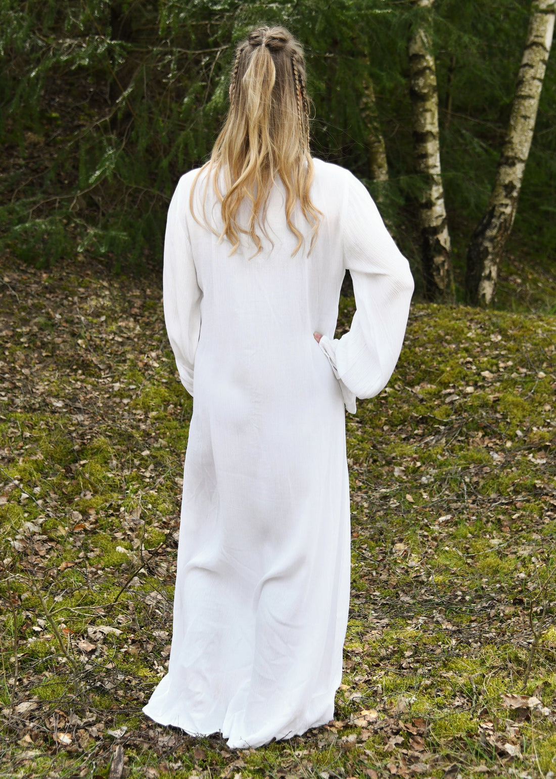 leichtes mittelalter unterkleid mit crinkleeffekt weiss