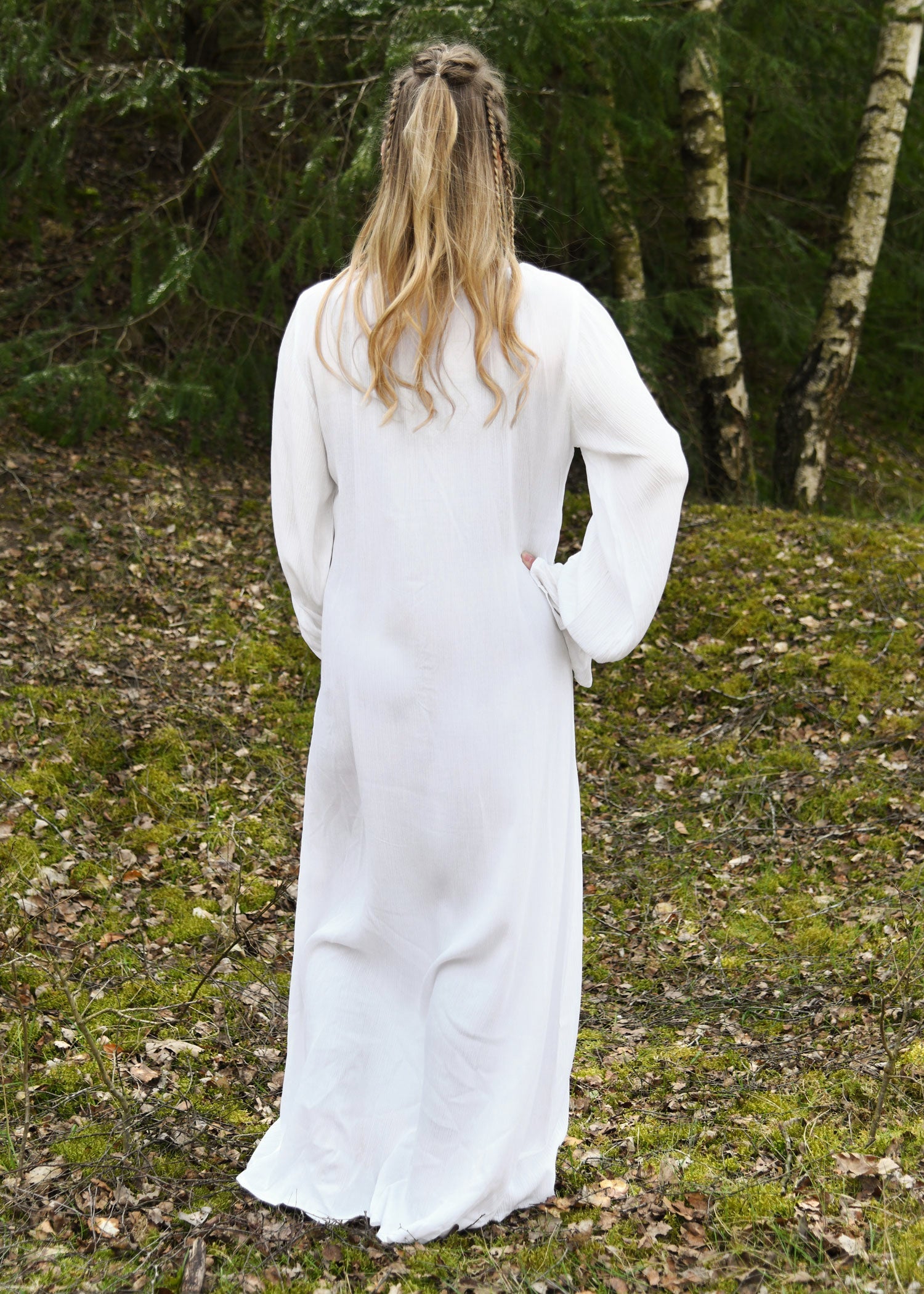 leichtes mittelalter unterkleid mit crinkleeffekt weiss