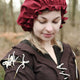 Authentische Mittelalterhaube für Damen, Weinrot