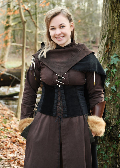 Edle Samt Corsage Anik in Schwarz   Mittelalter Design