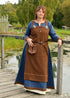 Wikinger Wollkleid Lykka - Blau-Braun mit Stickerei