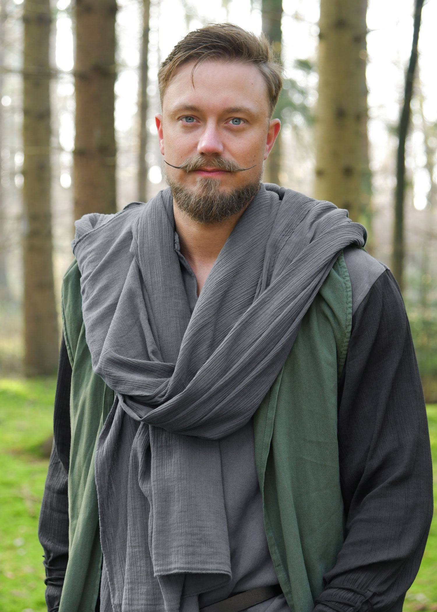 Wollfilz Schal Grau für Mittelalter &amp; LARP