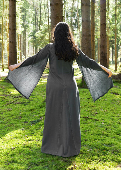 Elegantes Kleid Elira – Grau mit Crinkle Ärmeln