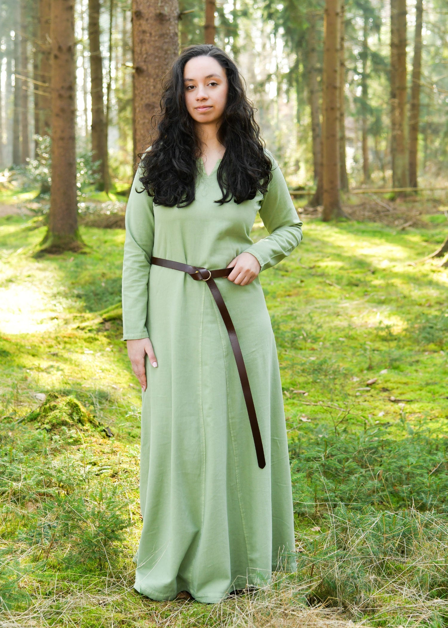 Mittelalter Kleid Tyra, Washed Look in Grün