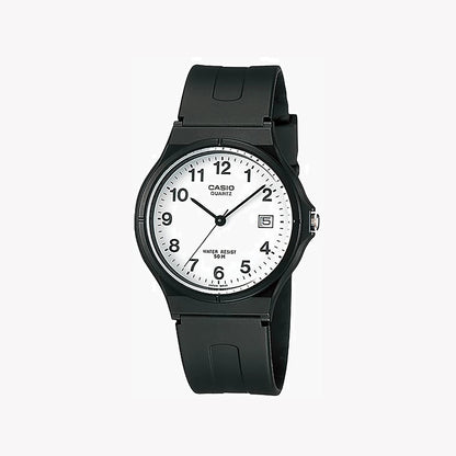 Casio Analoge Quarzuhr mit Resin Gehäuse und Resinarmband, weißes Zifferblatt