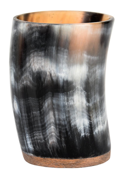 Rustikaler Hornbecher mit Holzboden (150ml)