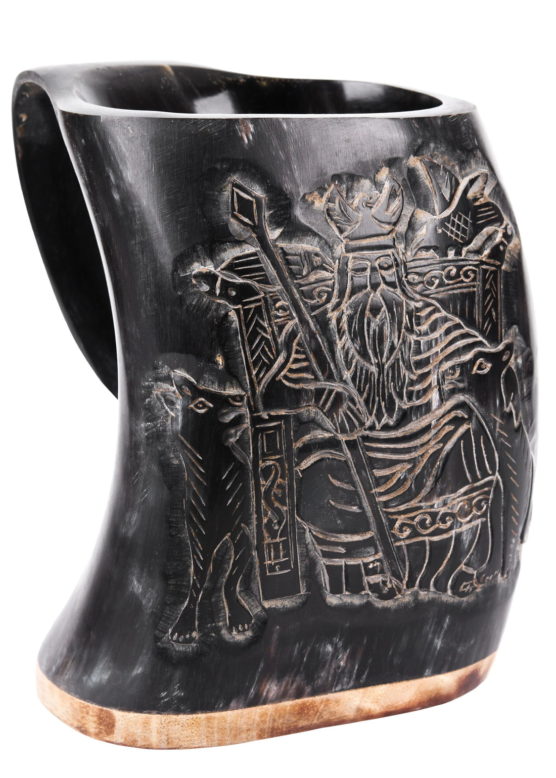 Odin Hornbecher mit Holzboden: Handgefertigter Bierkrug