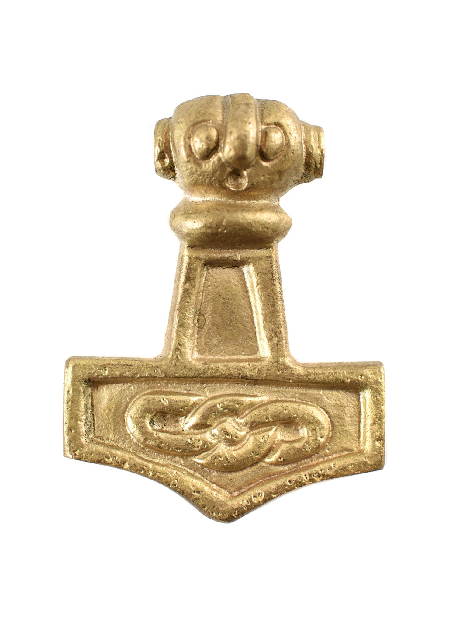 Detailreicher Thorshammer Mjölnir aus massivem Messing