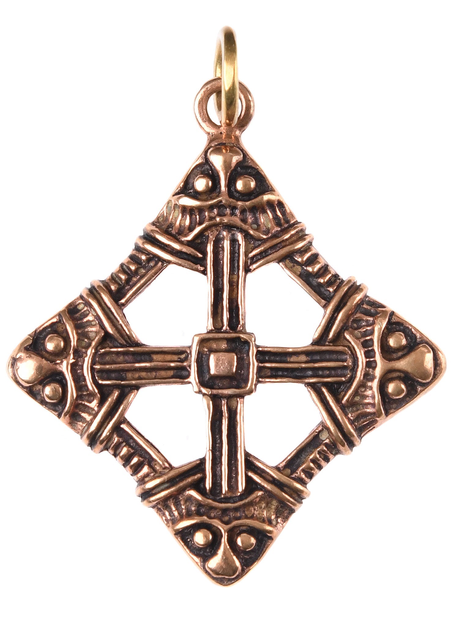 Edler Wikingerkreuz Anhänger aus Bronze   Schutzamulett