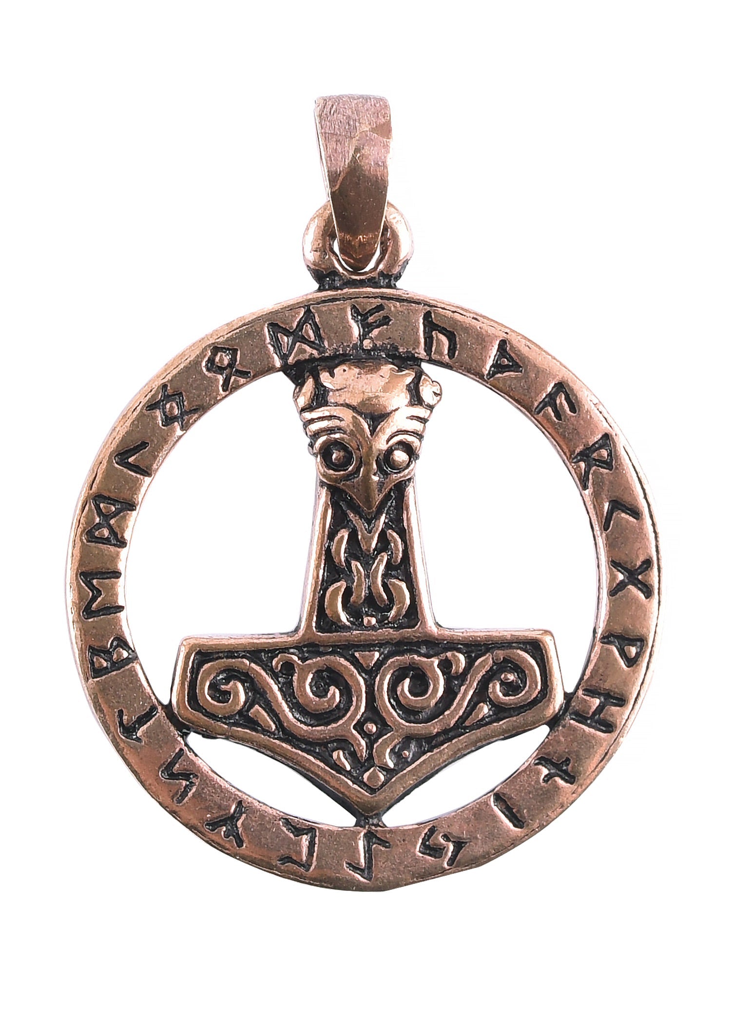Wikinger Thorshammer Runen Amulett aus Bronze