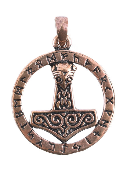 Wikinger Thorshammer Runen Amulett aus Bronze
