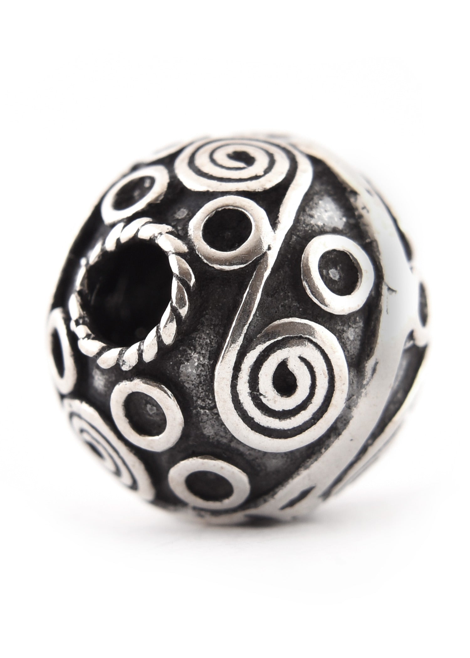 Silber Bartperle mit keltischen Spiralen aus 925er Silber