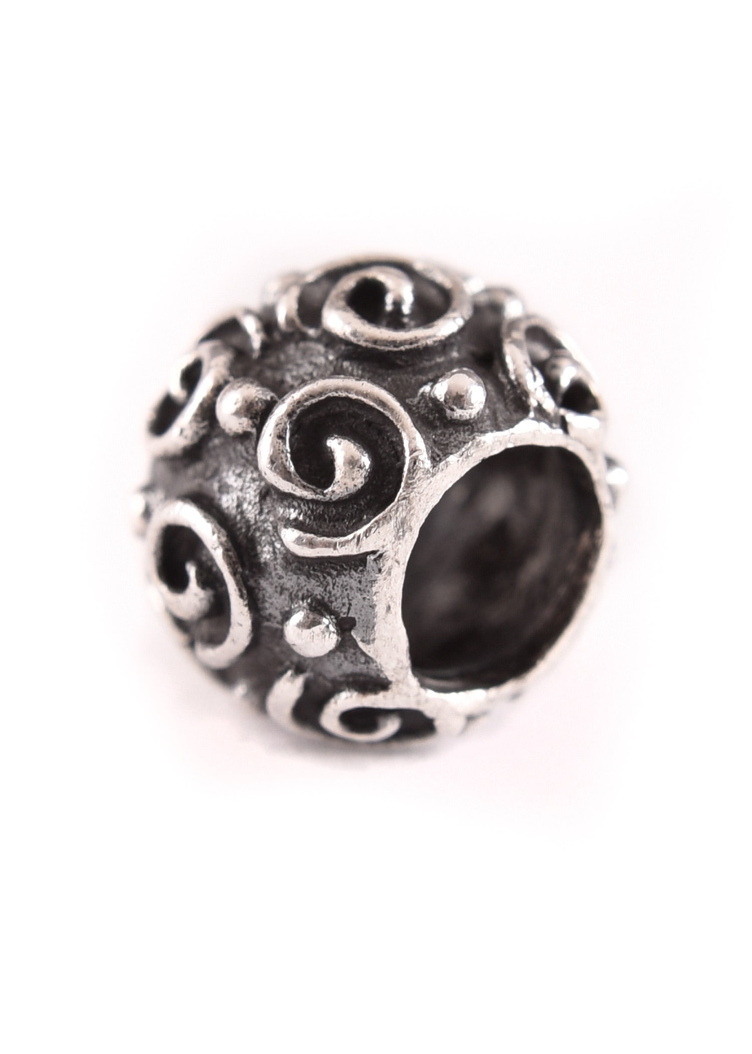 Silberne Bartperle &amp; Haarperle mit Spiralmuster