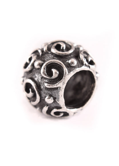 Silberne Bartperle &amp; Haarperle mit Spiralmuster