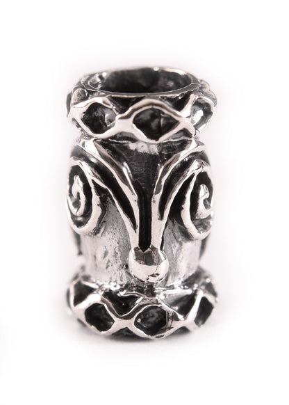 Silberne Bartperle &amp; Lockenperle mit Spiralmuster