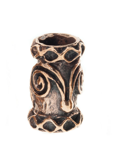 Bronze Bartperle mit Spiralen &amp; Rauten