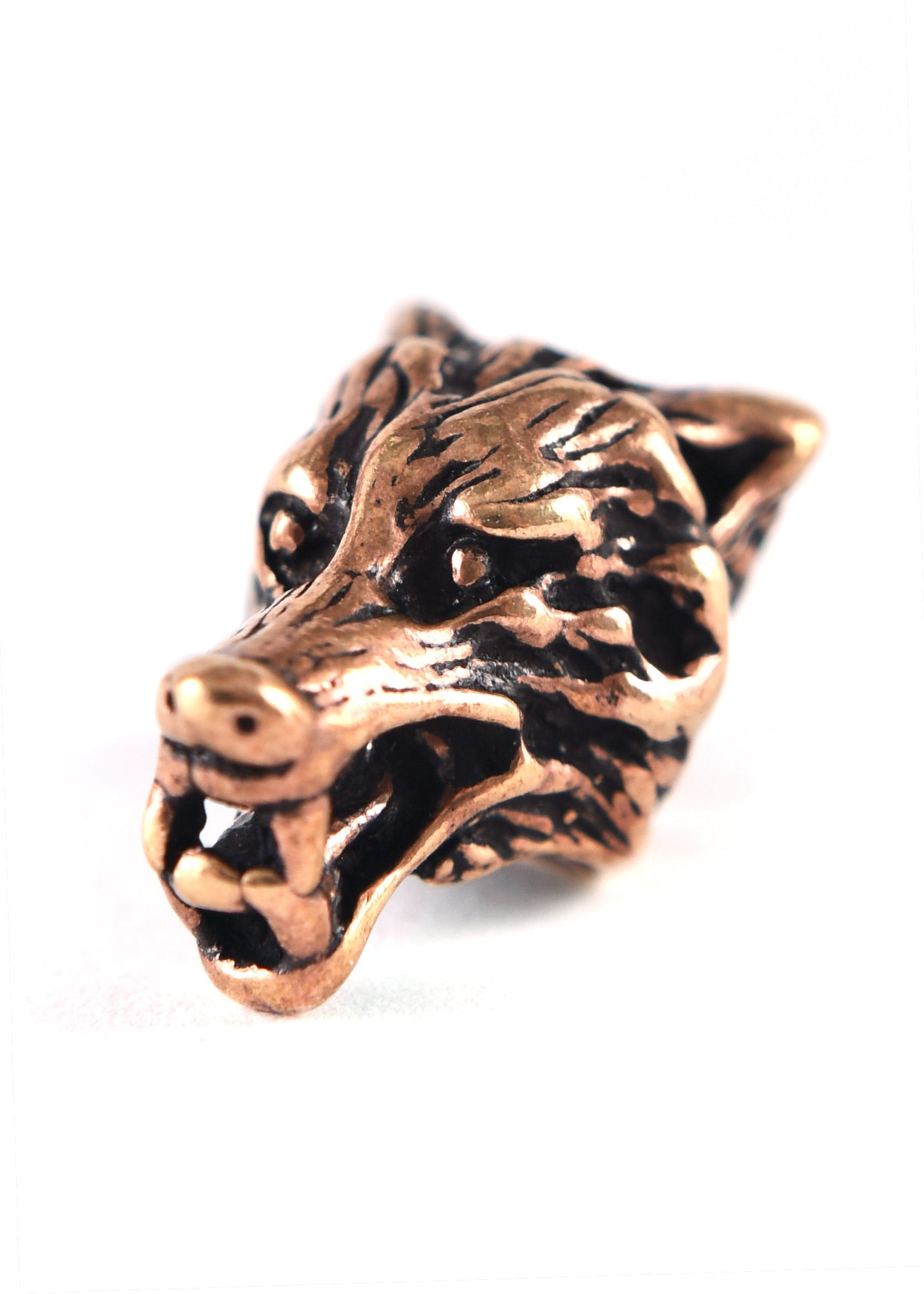 Wikinger Bartperle Wolfskopf aus Bronze