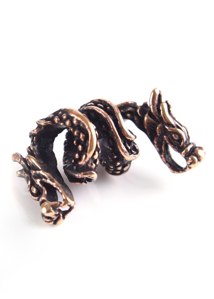 Bronze Bartperle Zweiköpfiger Drache   Wikinger Look