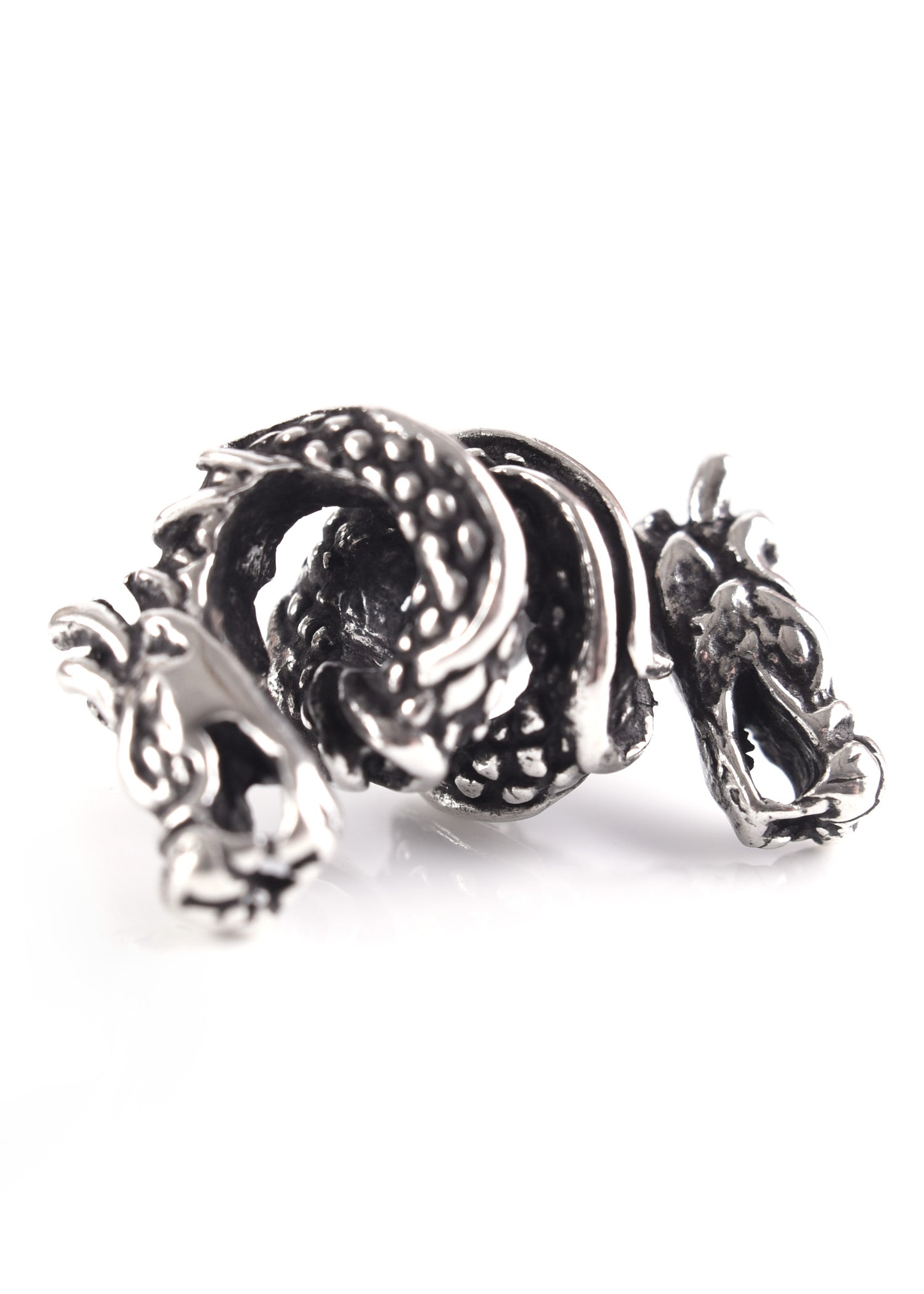 Silberne Wikinger Bartperle mit Drachen