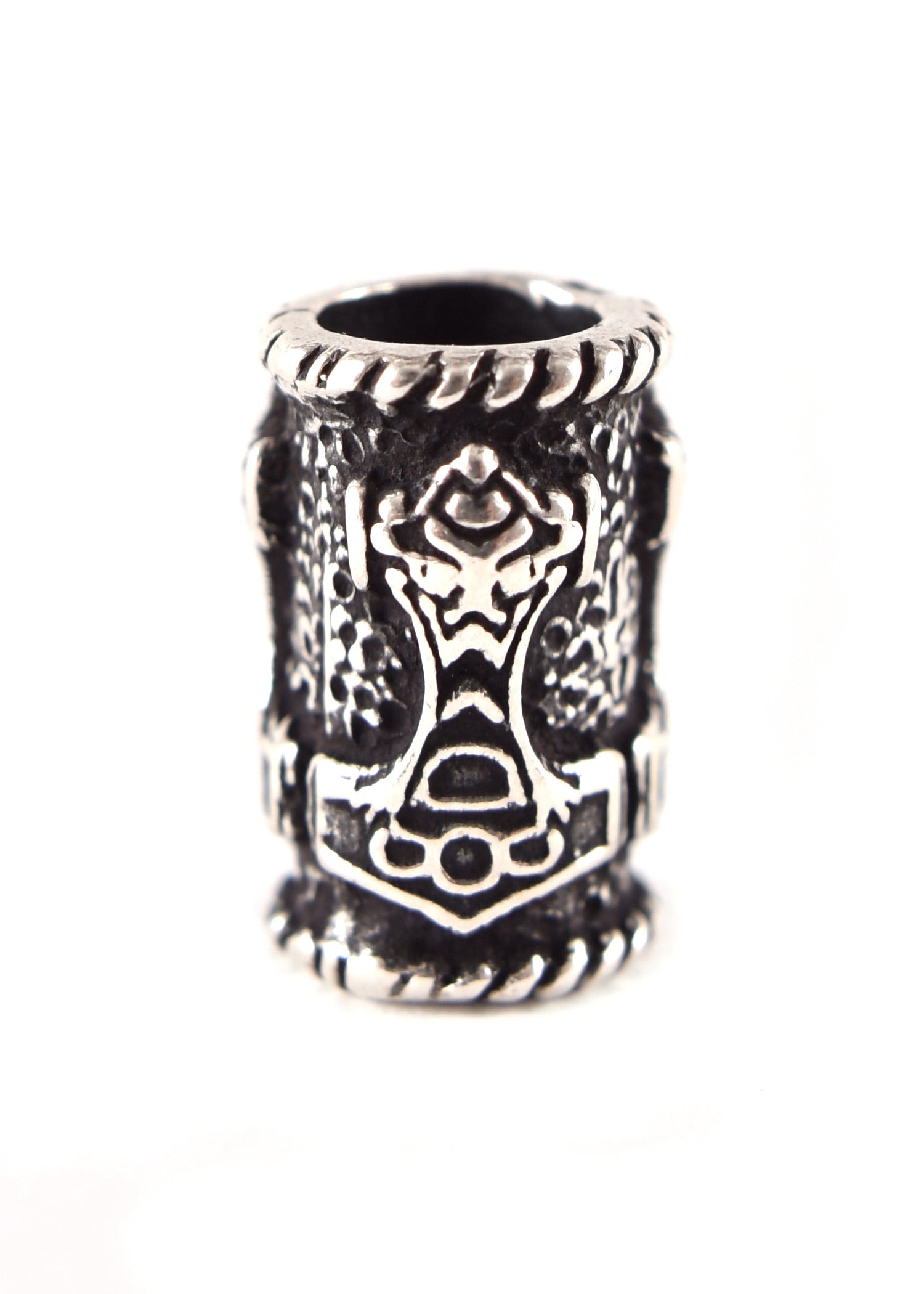 Edle Mjölnir Bartperle aus 925 Sterling Silber