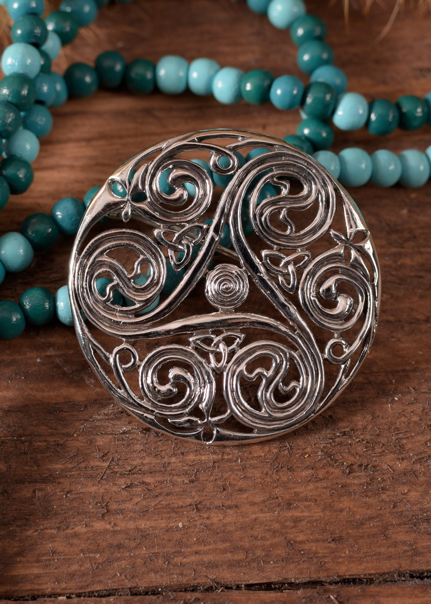 Edle keltische Triskele Brosche aus Silber