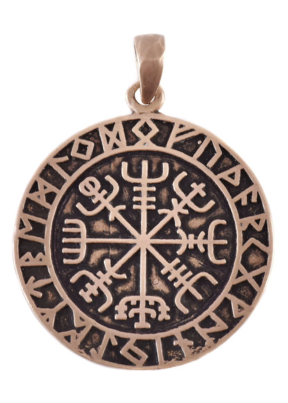 Vegvísir Bronze Anhänger: Nordischer Kompass