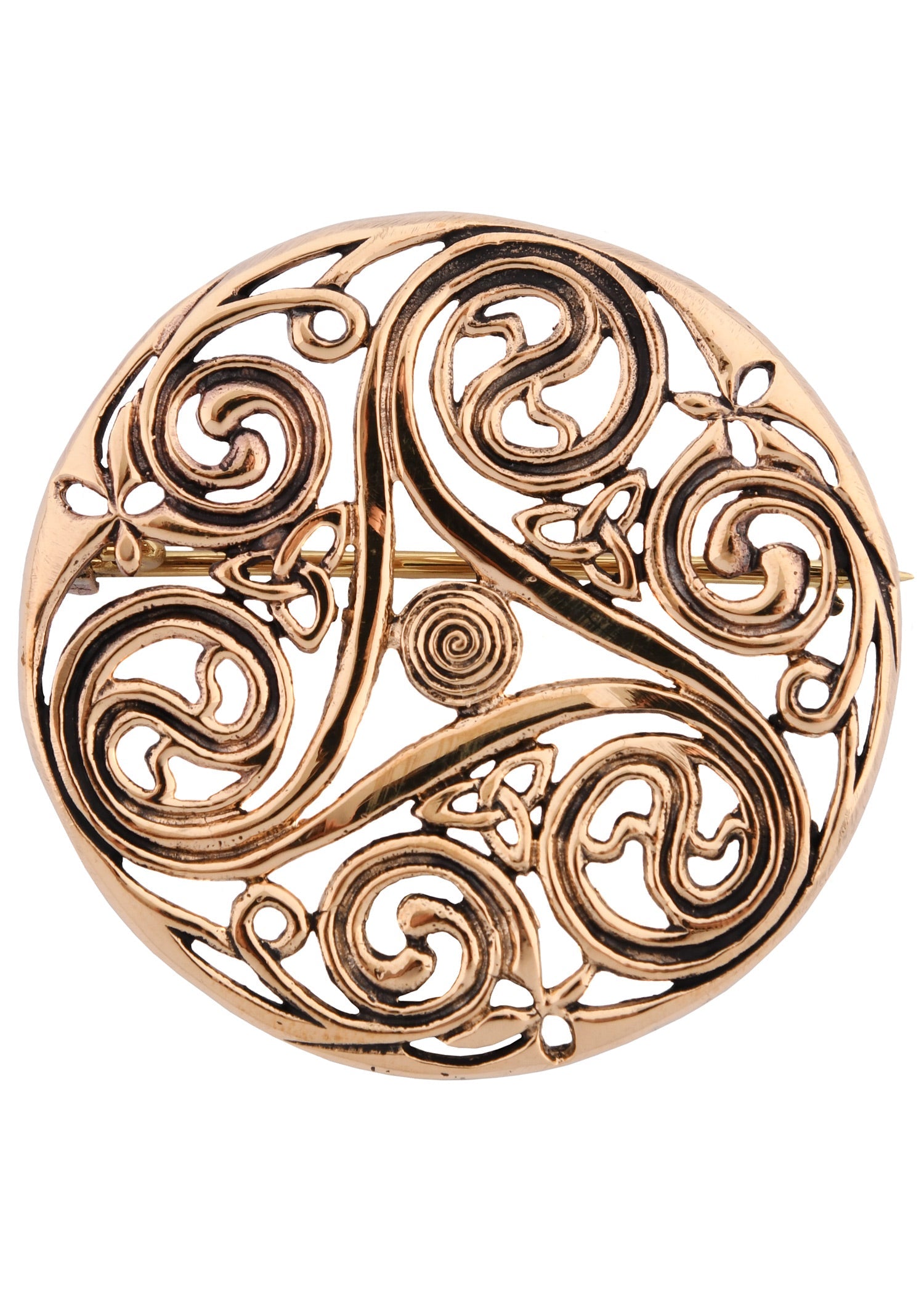 Edle Keltische Triskele Brosche aus massiver Bronze