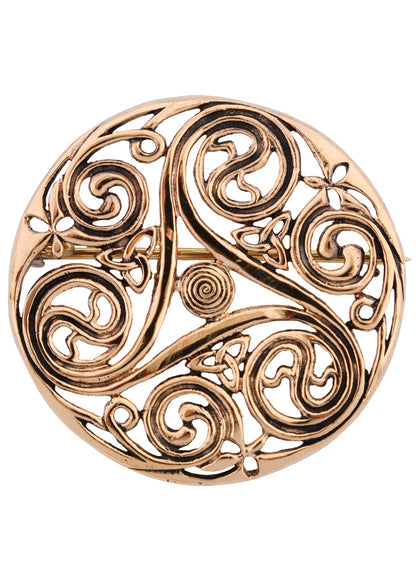 Edle Keltische Triskele Brosche aus massiver Bronze