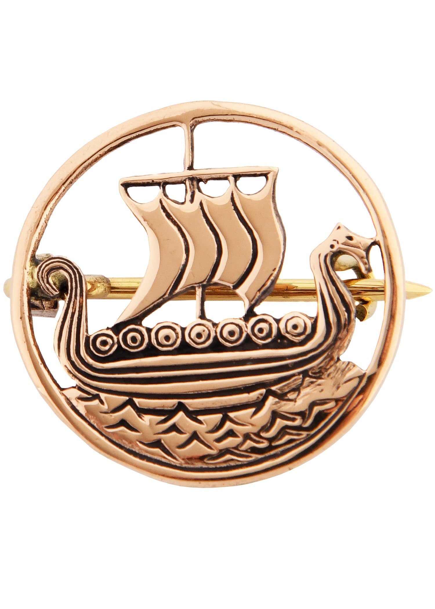 Edle Wikinger Brosche Drachenboot aus Bronze