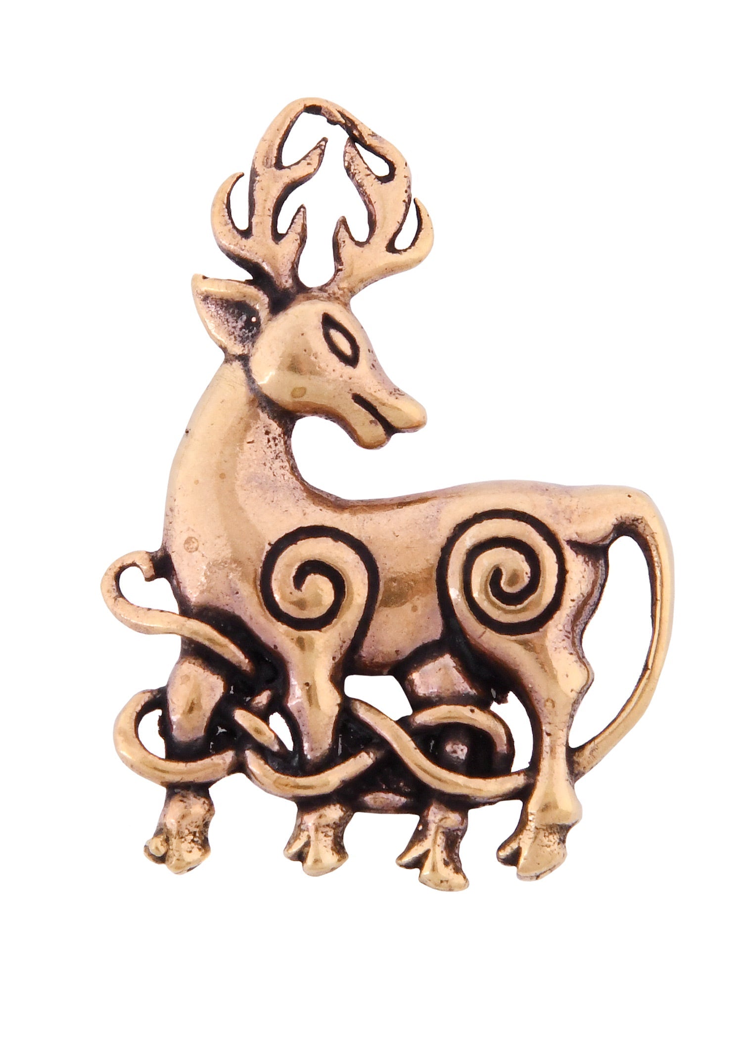 Keltischer Hirsch: Mystischer Bronze Kettenanhänger