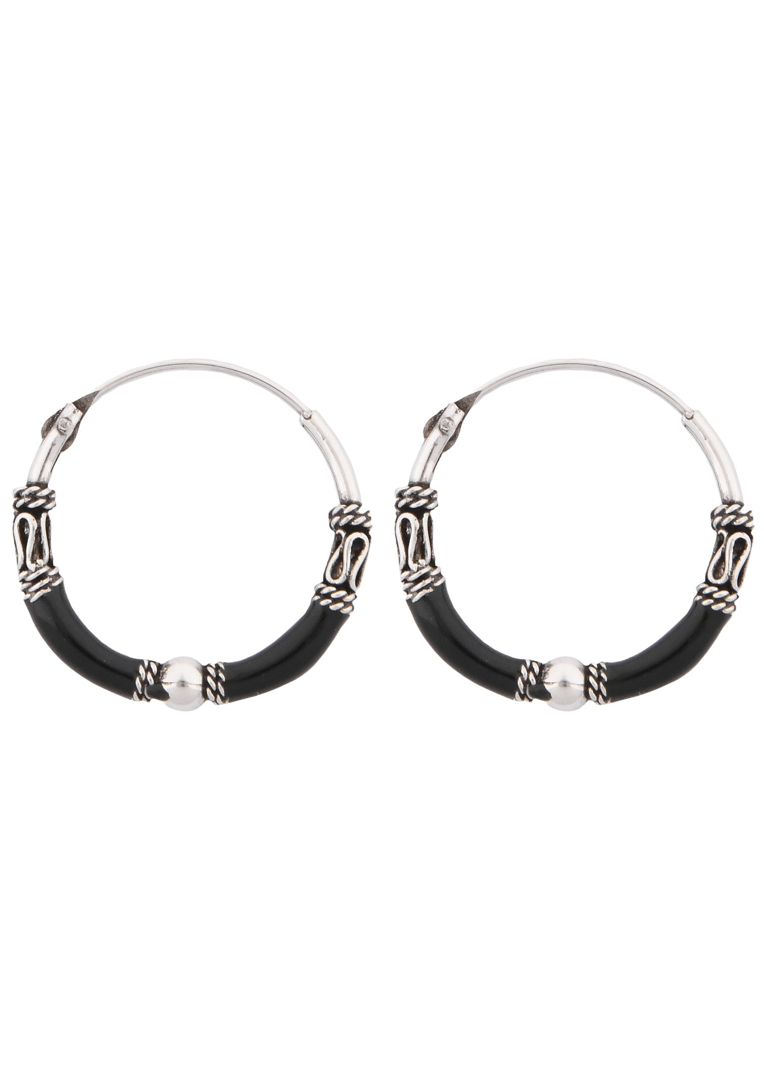 Edle 925 Sterling Silber Creolen in Schwarz (Paar)