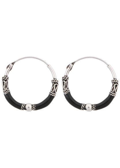 Edle 925 Sterling Silber Creolen in Schwarz (Paar)