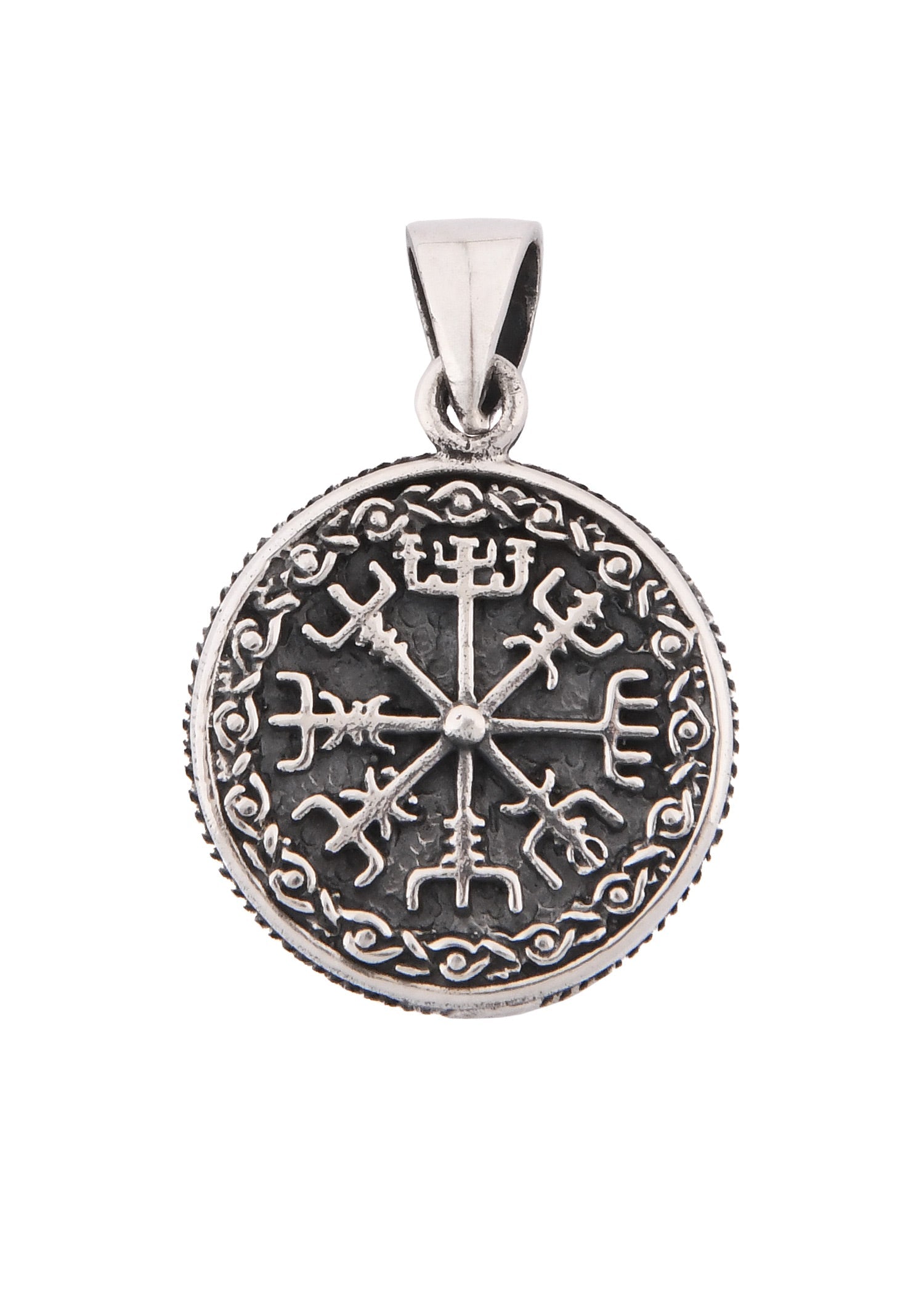 Silberner Vegvísir Kettenanhänger   Nordischer Wegweiser