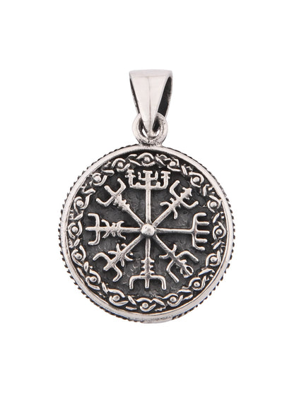 Silberner Vegvísir Kettenanhänger   Nordischer Wegweiser