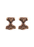 Bronze Ohrstecker Mjölnir mit Rabenkopf Motiv