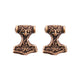 Bronze-Ohrstecker Mjölnir mit Rabenkopf-Motiv