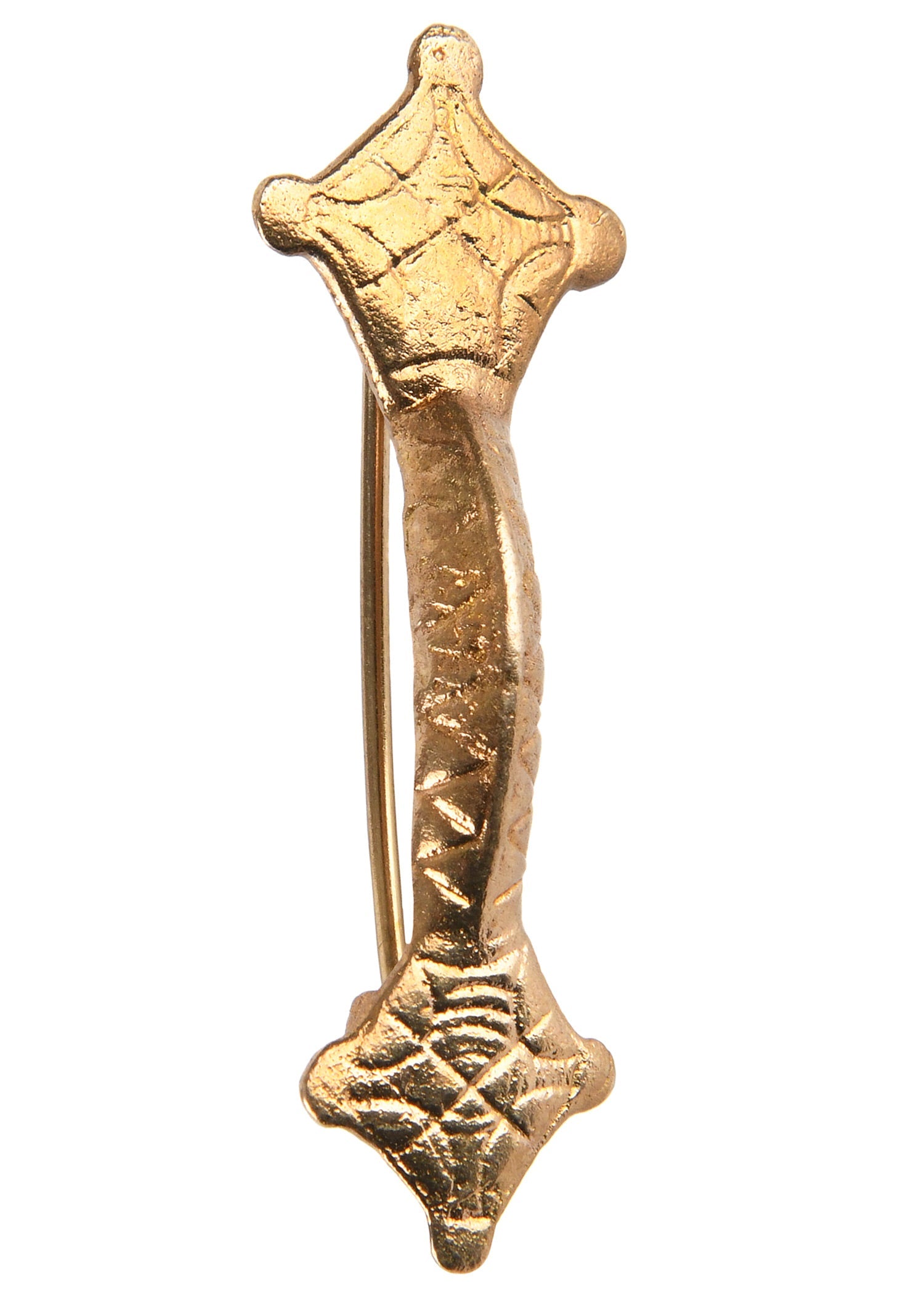 Filigrane Messing Fibel, 5,1 x 1,7 cm