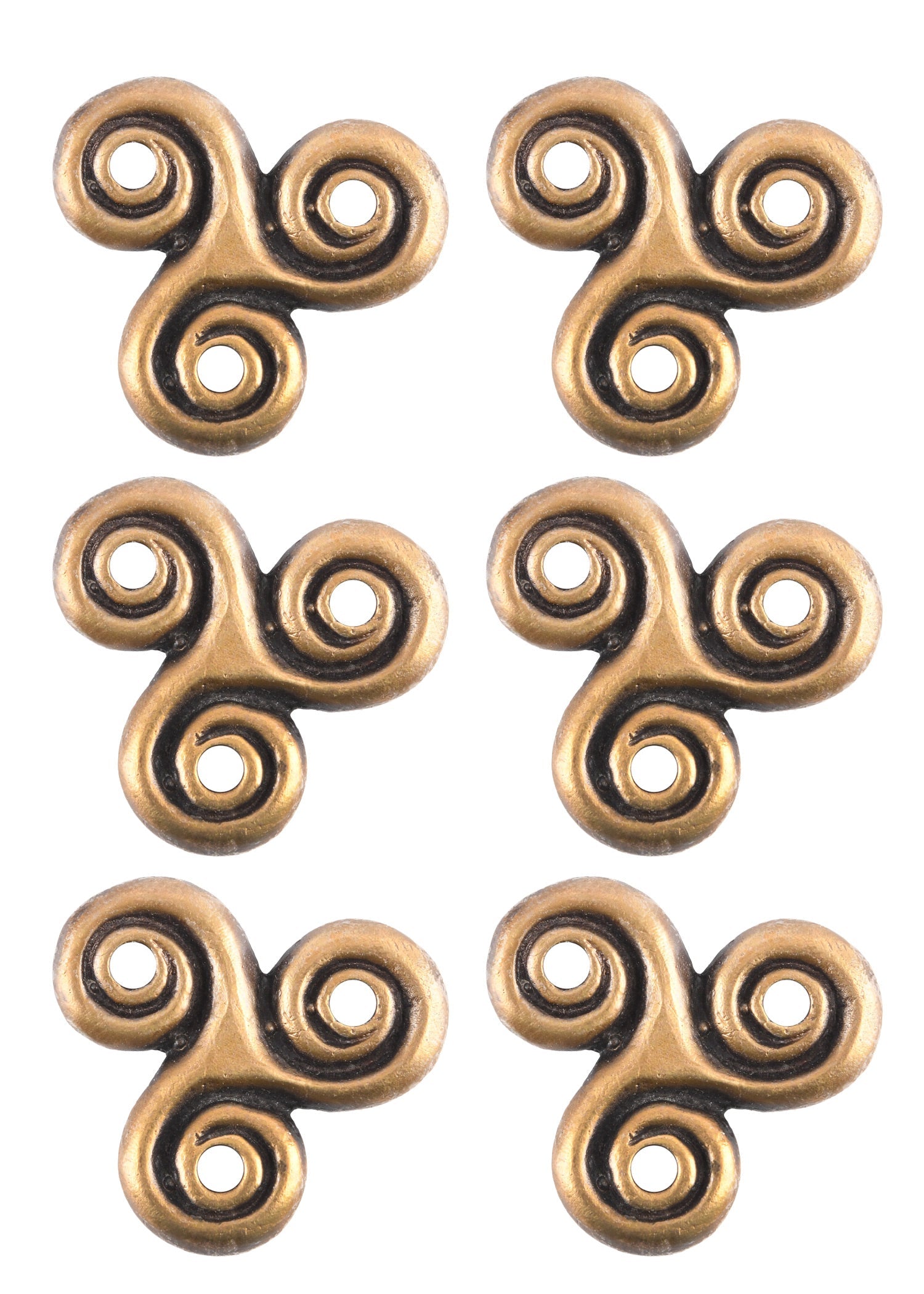 6er Set antike Messing Triskelen für DIY Projekte