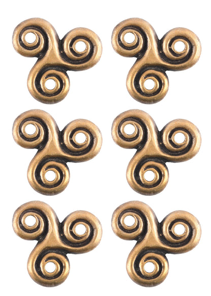 6er Set antike Messing Triskelen für DIY Projekte