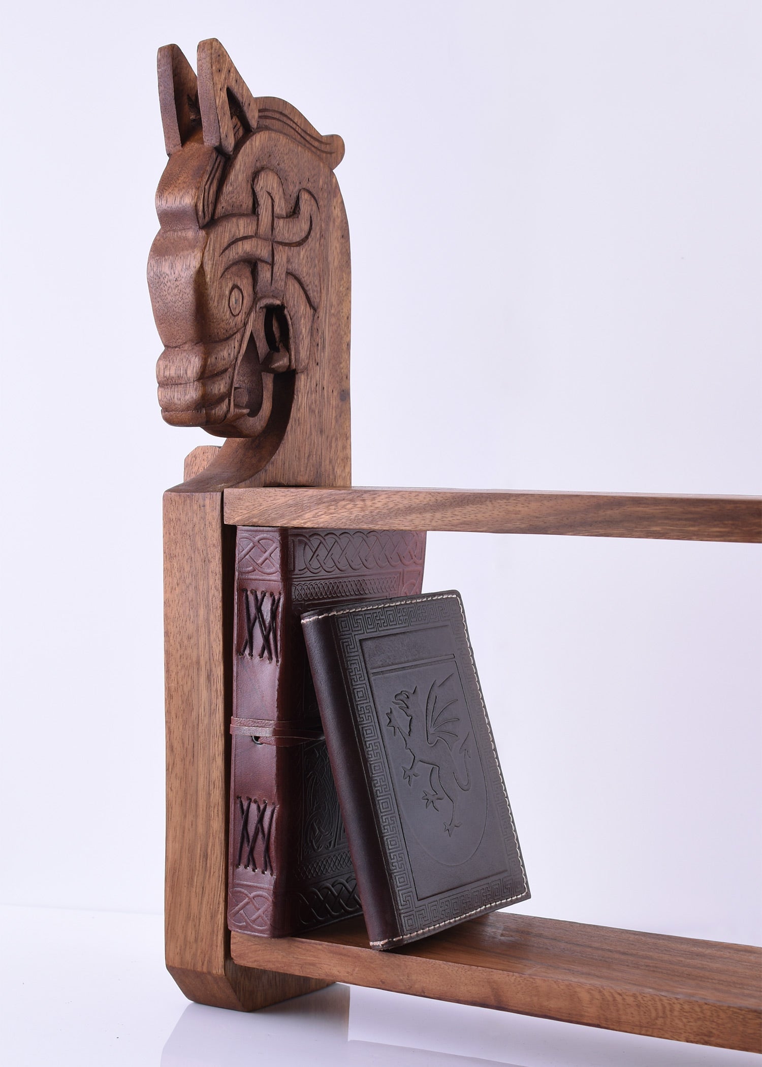 Wikinger Wandregal Drachenkopf aus echtem Soar Holz