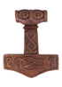 Handgeschnitzter Thorshammer aus Soar Holz mit Gesicht
