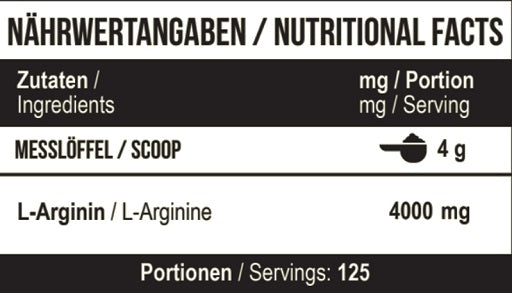 mst arginine raw 500g