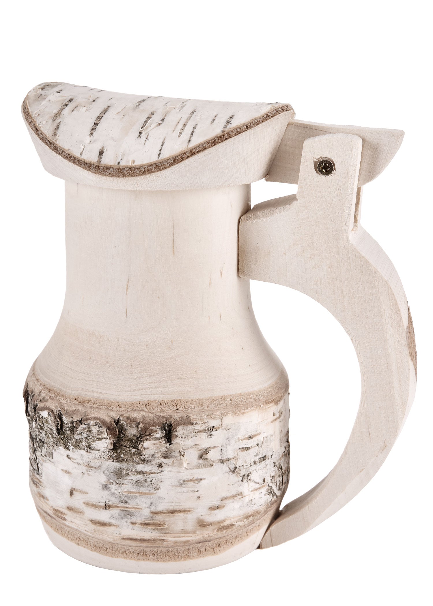 Rustikaler Birkenholzkrug mit Deckel (17 cm)