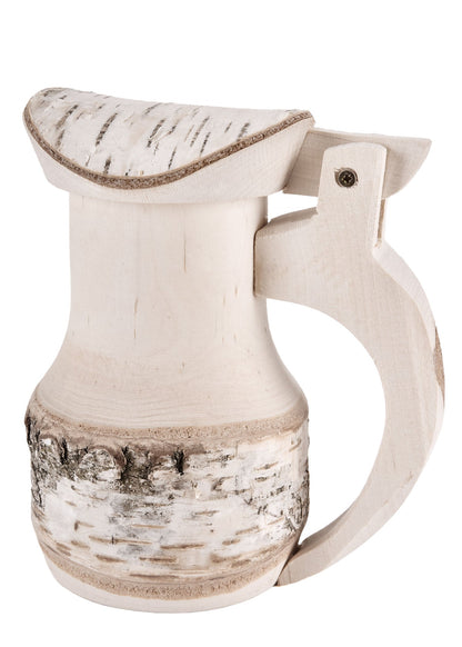 Rustikaler Birkenholzkrug mit Deckel (17 cm)