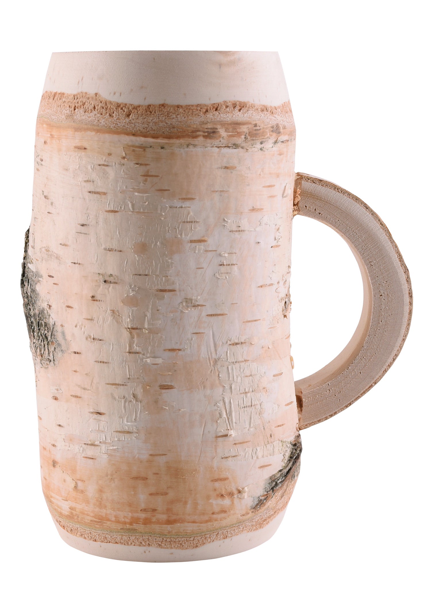 Rustikaler Birkenholz Krug mit Henkel, 0,5 Liter