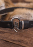 Schwarzer Ledergürtel mit Wolfskopf Schnalle
