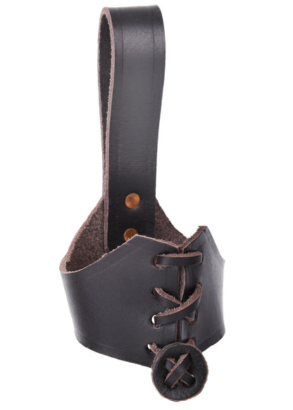 Leder Gürtelhalter für Trinkhörner ab 0,4l, braun