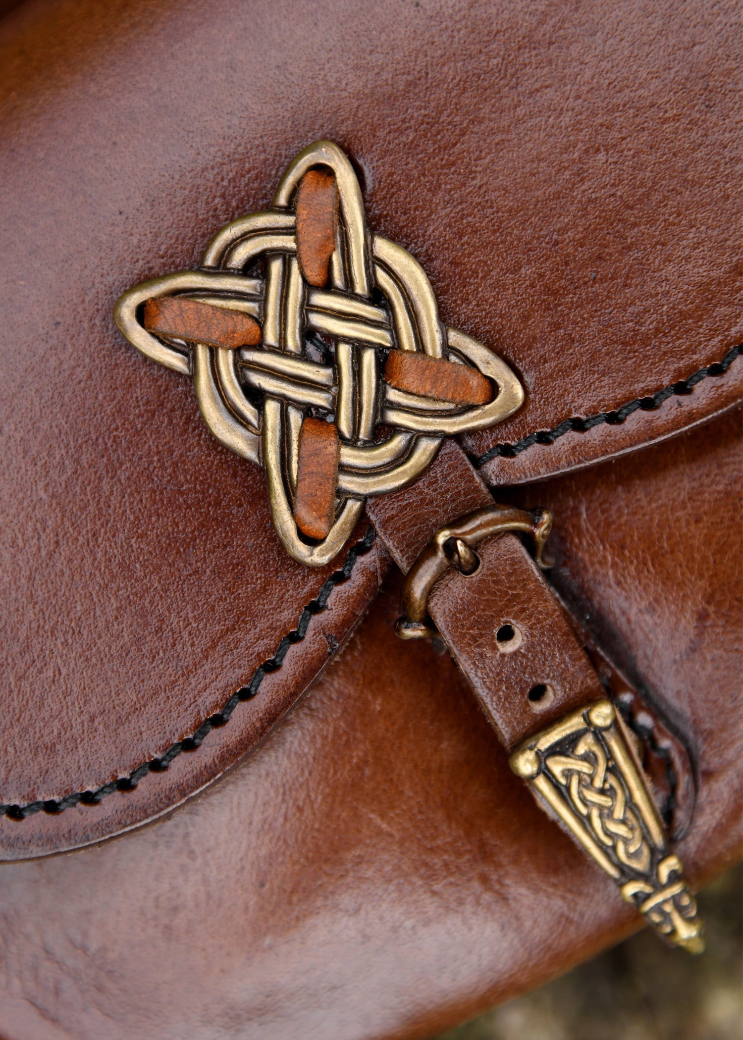 Keltische Leder Gürteltasche   Braun