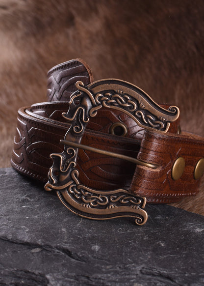 Keltischer Ledergürtel mit Drachenschnalle, 170 cm