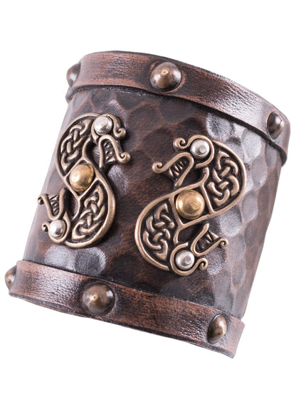 Wikinger Leder Armschützer mit Drachenknoten